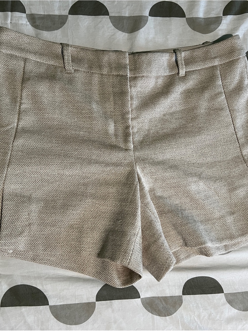 White House Black Market Cream Textured Bermuda Shorts
